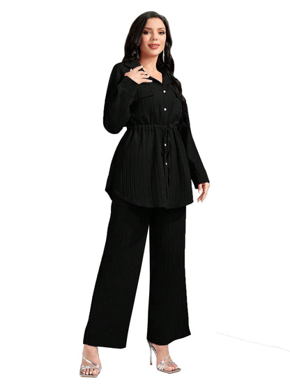 Tadkee Polyester WomenS Solid Color Casual Long Sleeve Top And Pant Co-Ord Set With Pockets | Co Ord Set For Women | Kurta Set