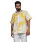 Brown Culture MenS Cotton Blend Leaf Print Shirt With Spread Collared Half Sleeves Standard Length And Button Down Closure Type