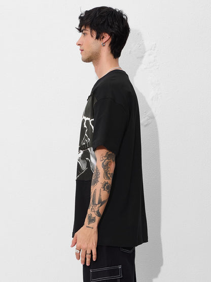 The Souled Store Official Venom : Roar Oversized T-Shirt for Men Boys Cotton Casual Half Sleeves Baggy Loose Fit Drop Shoulder R