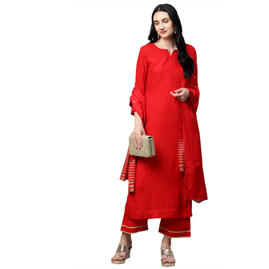 GoSriKi Cotton Womens Kurta & Palazzo & Dupatta