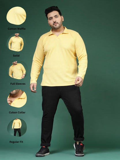 Rigo Plus Size T-Shirt for Men | Full Sleeve Plus Size T-Shirt | Casual Wear Solid T-Shirts for Man | Slim Fit, Collar T-Shirts