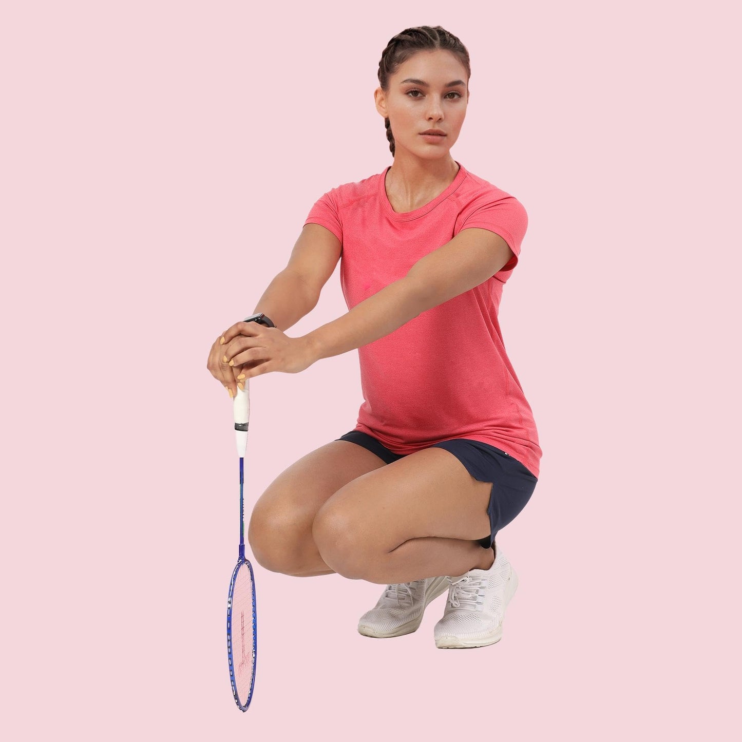 Enamor Womens Solid Slim Fit T-Shirt (E089_Raspberry Melange