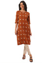 Aurelia Women'S Orange Yarn Dyed Cotton Blend Straight Kurta (Size: 2Xl)-A15641-705498