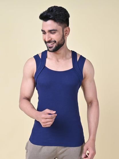 Rupa Solid Standard Colors by Athlefit X Gym Vest for Men, 100% Cotton Breathable and Stretchable Fabric, Racerback with Criss C