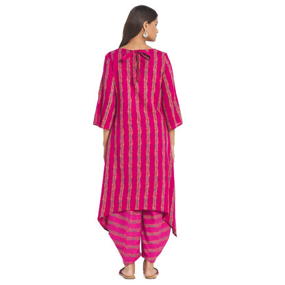 Fabindia WomenS Cotton Printed Slim Kurta (210647701_Magenta