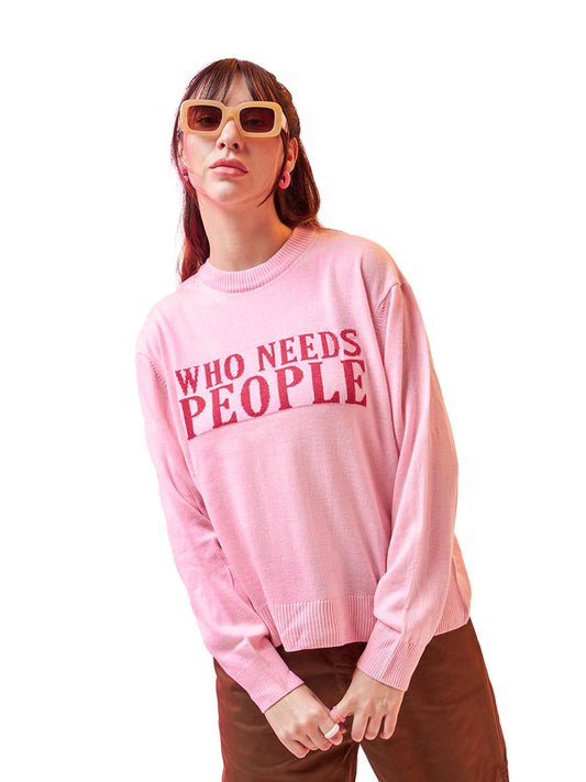 Bewakoof Womens Graphic Printed Super Loose Sweater_597239_Pink_2XL
