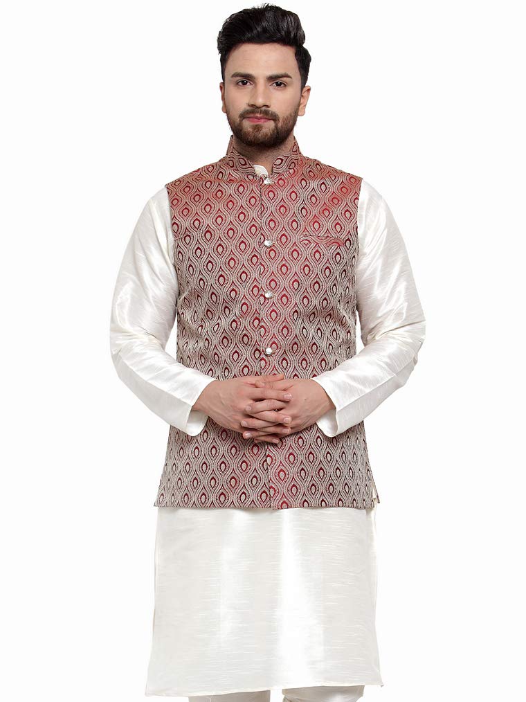 Jompers Mens Woven Jacquard Nehru Jacket