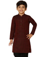 Kisah KidS Jacquard Full Sleeves Regular Fit Knee Length Woven Maroon Kurta (9-10Y)