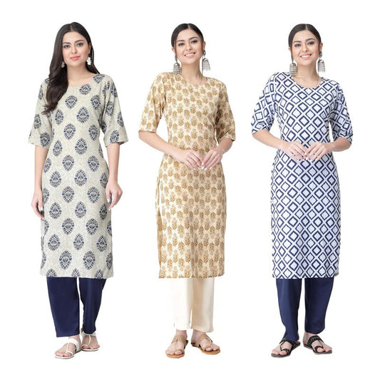 Kurta for Women Kurta Set for Women Kurta Set Kurta Kurtis for Women Stylish Latest Crepe Kurti Pack fo 3