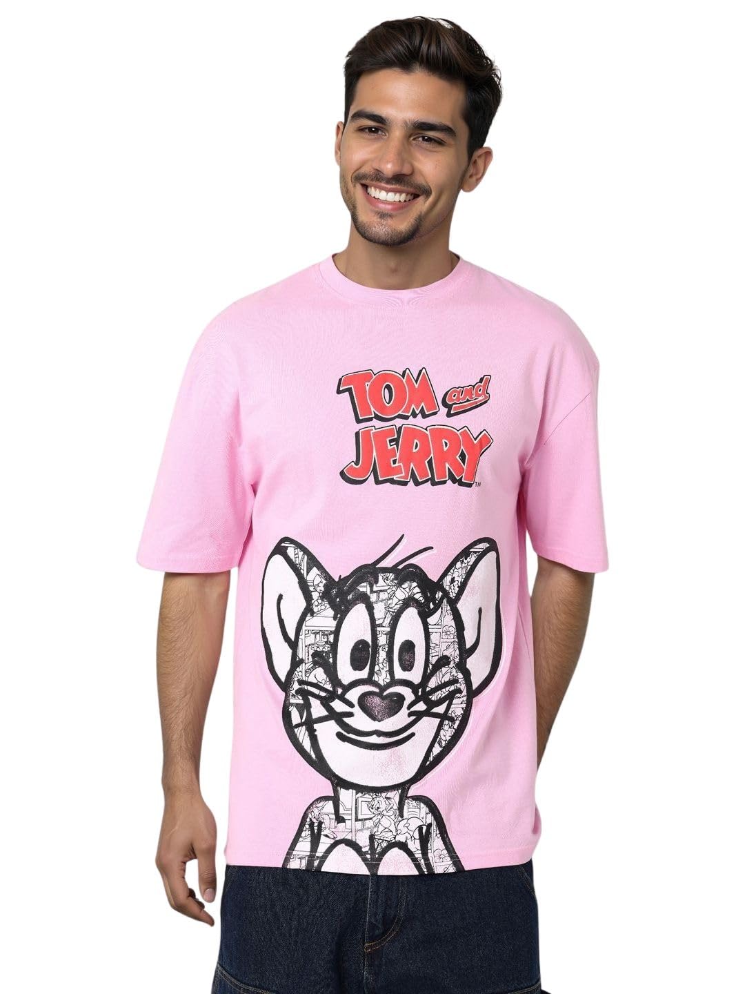 The Indian Garage Co Mens Warner Bros. Collection Boxy Fit Tom & Jerry Crew Neck T-Shirt