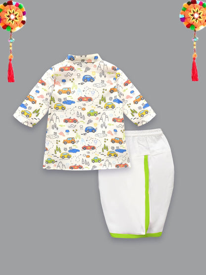 A.T.U.N. (ALL THINGS UBER NICE) Car Print Kurta & Dhoti Set