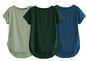 Fabricorn Combo Of Three Plain Bottle Green, Sage Green And Airforce Blue Round Neck Up And Down Cotton Tshirt For Women (Bottle