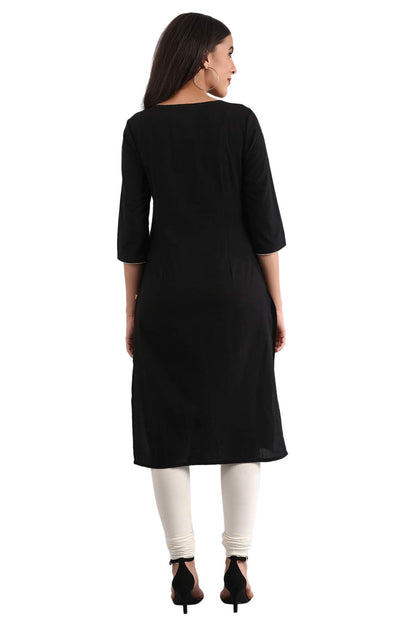 Aurelia Women's Cotton Blend Regular Fit Casual Yarn-Dyed Square Neck Regular Kurta