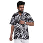 Brown Culture MenS Cotton Blend Leaf Print Shirt With Spread Collared Half Sleeves Standard Length And Button Down Closure Type