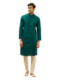 Manyavar MenS Green Cotton Checks Kurta Pyjama Set