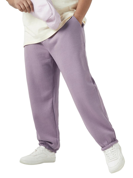 Bewakoof Heavy Duty 1.0 Mens Solid Oversized Fit Fleece Plus Size Joggers_646492_Purple_6XL
