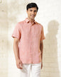 Fabindia Orange Linen Slim Fit Regular Shirt