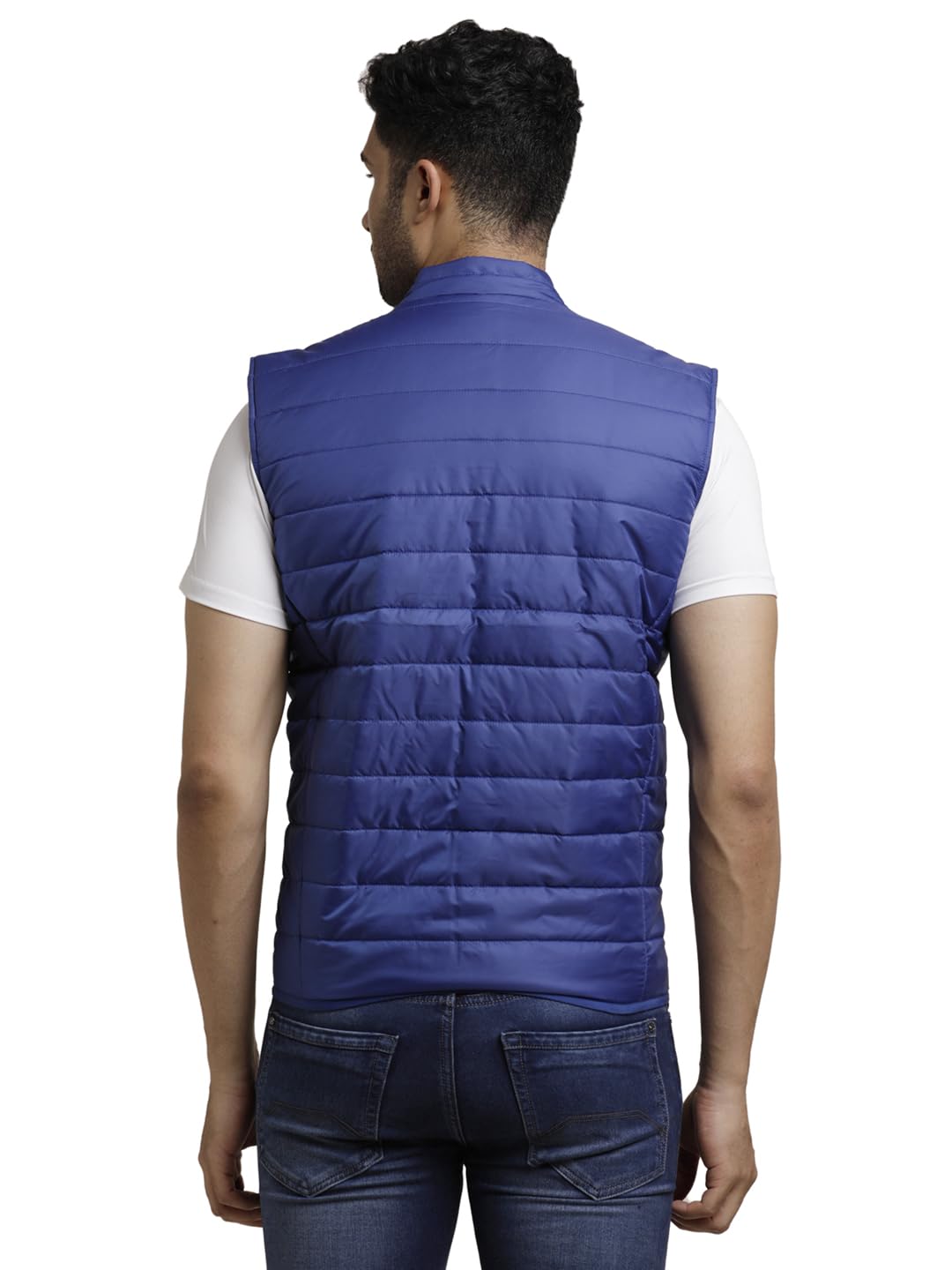 Turtle Men Nylon Solid Regular Fit Sleeveless Blue Windcheater Jacket