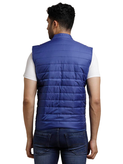 Turtle Men Nylon Solid Regular Fit Sleeveless Blue Windcheater Jacket