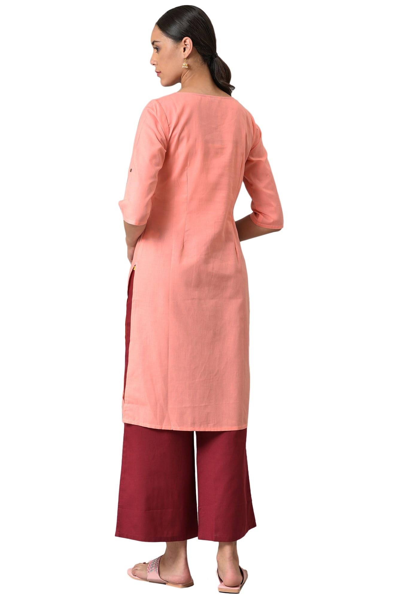 Aurelia Womens Cotton Kurta & Palazzo (22ONAS13274-604169_Pink