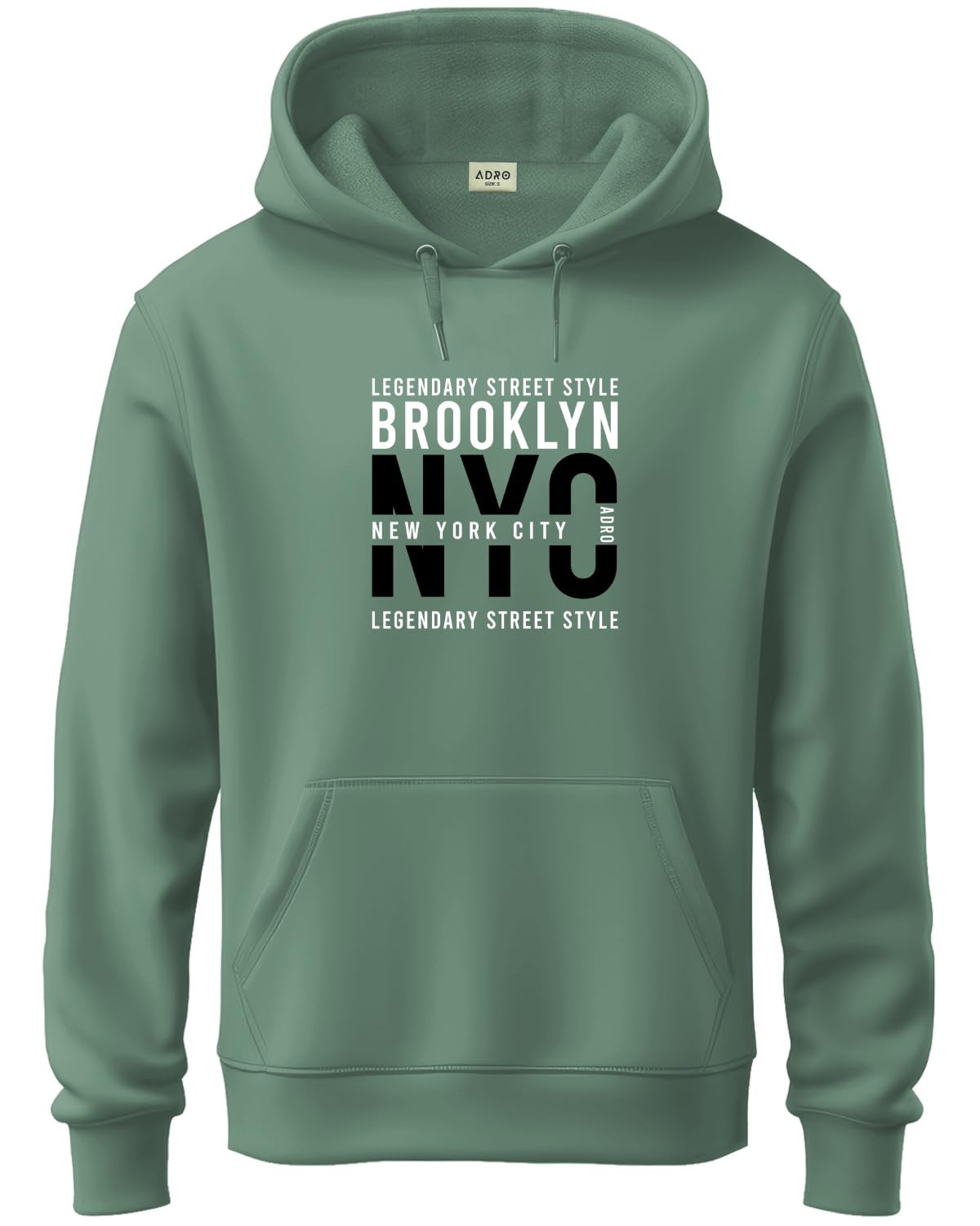ADRO Mens Cotton Blend Neck Hooded Sweatshirt (H24-NYC-PT_Pista