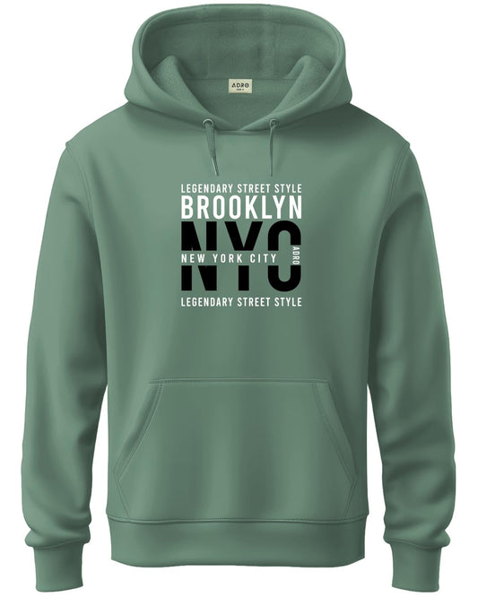 ADRO Mens Cotton Blend Neck Hooded Sweatshirt (H24-NYC-PT_Pista