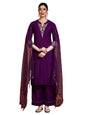 Varanga Zari Embroidered Neck Kurta With Trouser And Dupatta.
