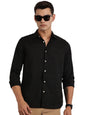 Thomas Scott Long Sleeve Embroderied Casual Shirt for Men Black