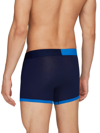 XYXX Mens Underwear Dualist IntelliSoft Antimicrobial Micro Modal Trunk Pack of 3 (Brilliant Blue & Black Iris;Brilliant Blue &