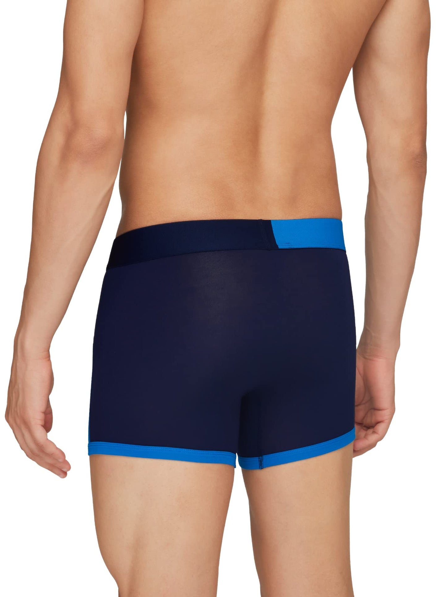 XYXX Mens Underwear Dualist IntelliSoft Antimicrobial Micro Modal Trunk Pack of 2 (Brilliant Blue & Black Iris ; Black Iris & T