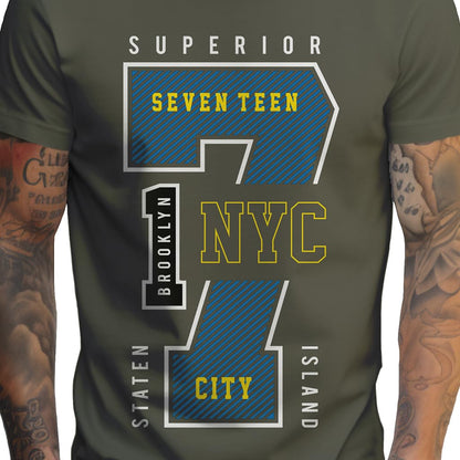 Peppyzone Mens Regular Fit T-Shirt (PZ-Number-9910_Olive3