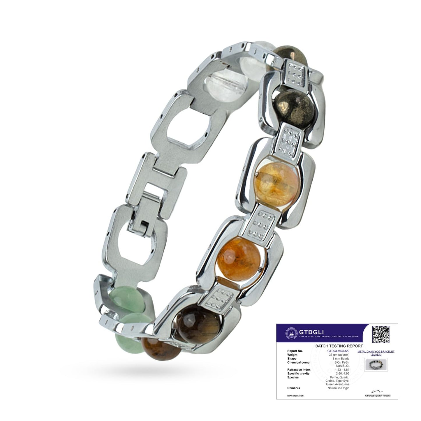 Astrotalk Metal Dhan Yog Bracelet (Silver) | Attracts Wealth & Financial Prosperity | Pyrite, Citrine, Tiger Eye, Quartz,Hematite & Aventurine Astrology Bracelet for Man & Woman | Gift for Man & Woman