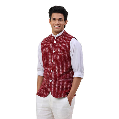 Fabindia MenS Nehru Jacket (20028441_Maroon