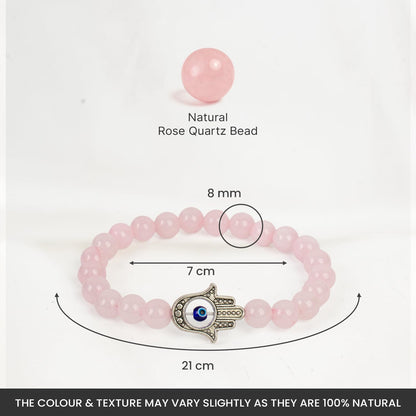 Astrotalk Love Attraction with Evil Eye Hamsa Bracelet | Rose quartz bracelet for women| Evil eye bracelet | Bracelets for Men and Women | Certificate of Authenticity | Valentine Gift for Girlfriend