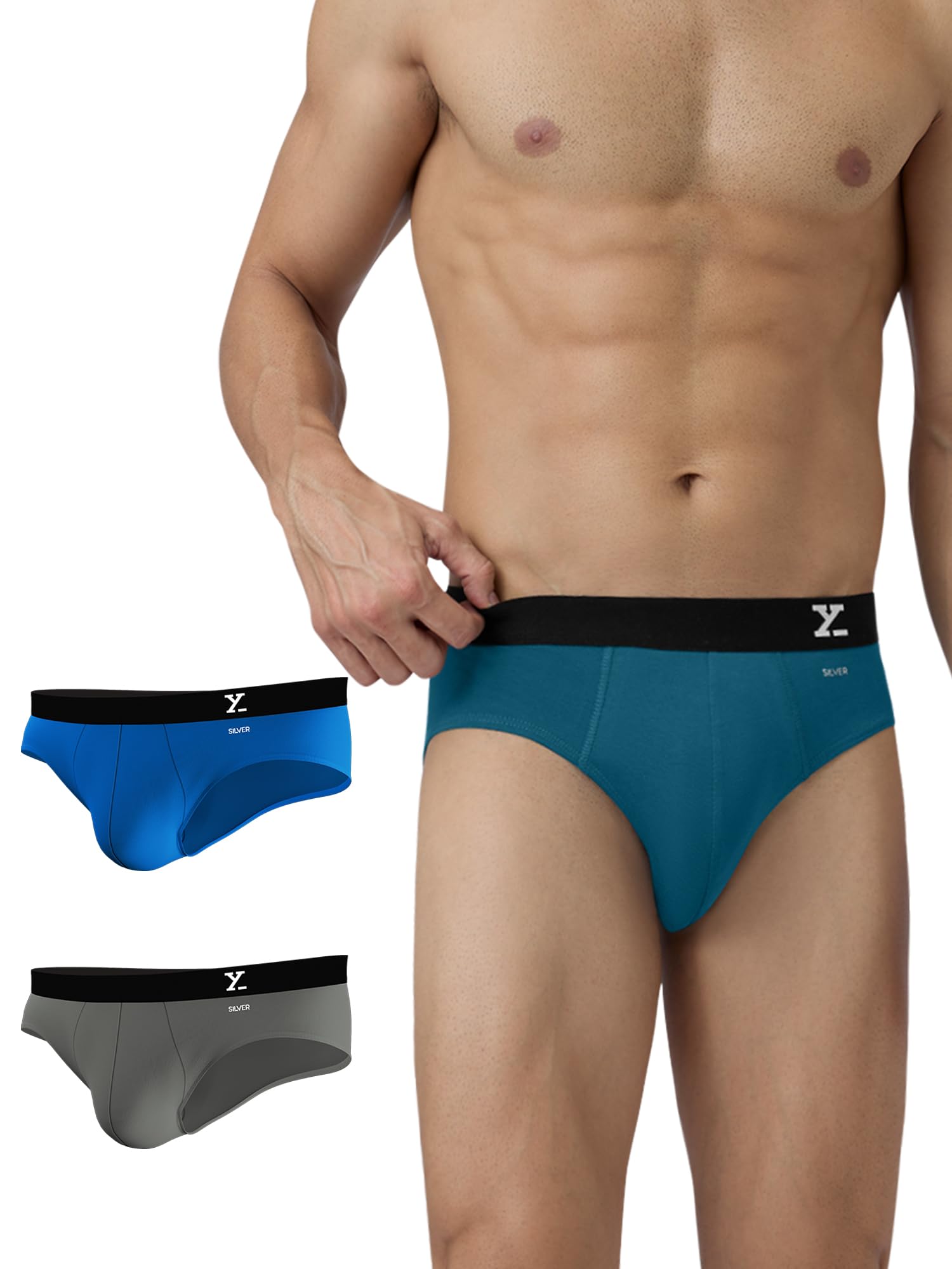 XYXX Mens Aero Silver Cotton Underwear for Men, Anti-Odour Silver Tech, Lasting Freshness, Moisture Absorbent Pack of 3 (XXL; Le