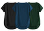Fabricorn Combo Of Three Plain Bottle Green, Black And Airforce Blue V-Neck Up And Down Cotton Tshirt For Women (Bottle Green, B