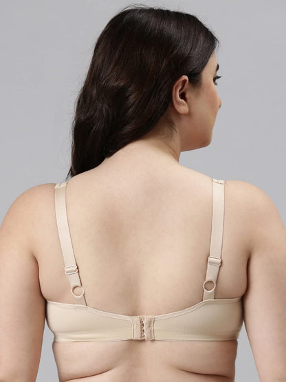 Enamor F024 Plush Comfort Full Support Bra - Non-Padded Wirefree High Coverage - Paleskin