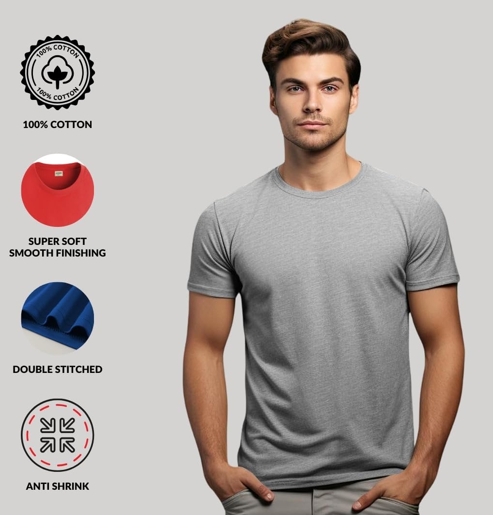 ADRO T Shirts Pack of 2 Mens Tshirts Cotton T Shirts for Men Tshirt T-Shirts Combo T Shirts Tshirts for Men Plain Solid Tshirts