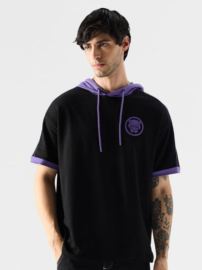The Souled Store Black Panther: Wakanda Forever Men and Boys Graphic Print Short Sleeve Pull On Oversized Fit Hooded T-Shirts Ho