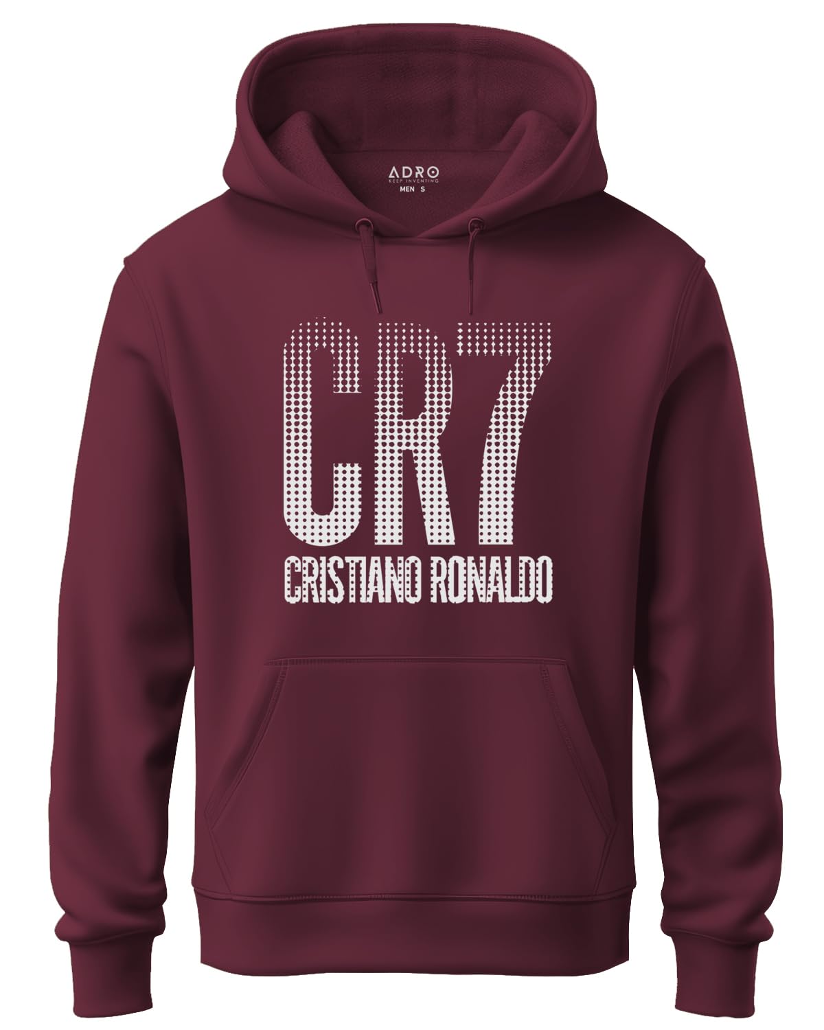 ADRO Men's Cotton Neck Hooded Sweatshirt (H20-M-CR07-MR_Maroon)