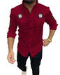 Kadiyu Double Pocket MenS Casual Fit Formal Shirt - Stylish And Comfortable Dress Shirt For Work And Everyday Wear Maroon