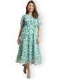 Preneum WomenS Maxi Fit & Flare Latest Style Print Georgette Regular Sleeves Casual Summer Maxi Dress || Festival & Occasion, S