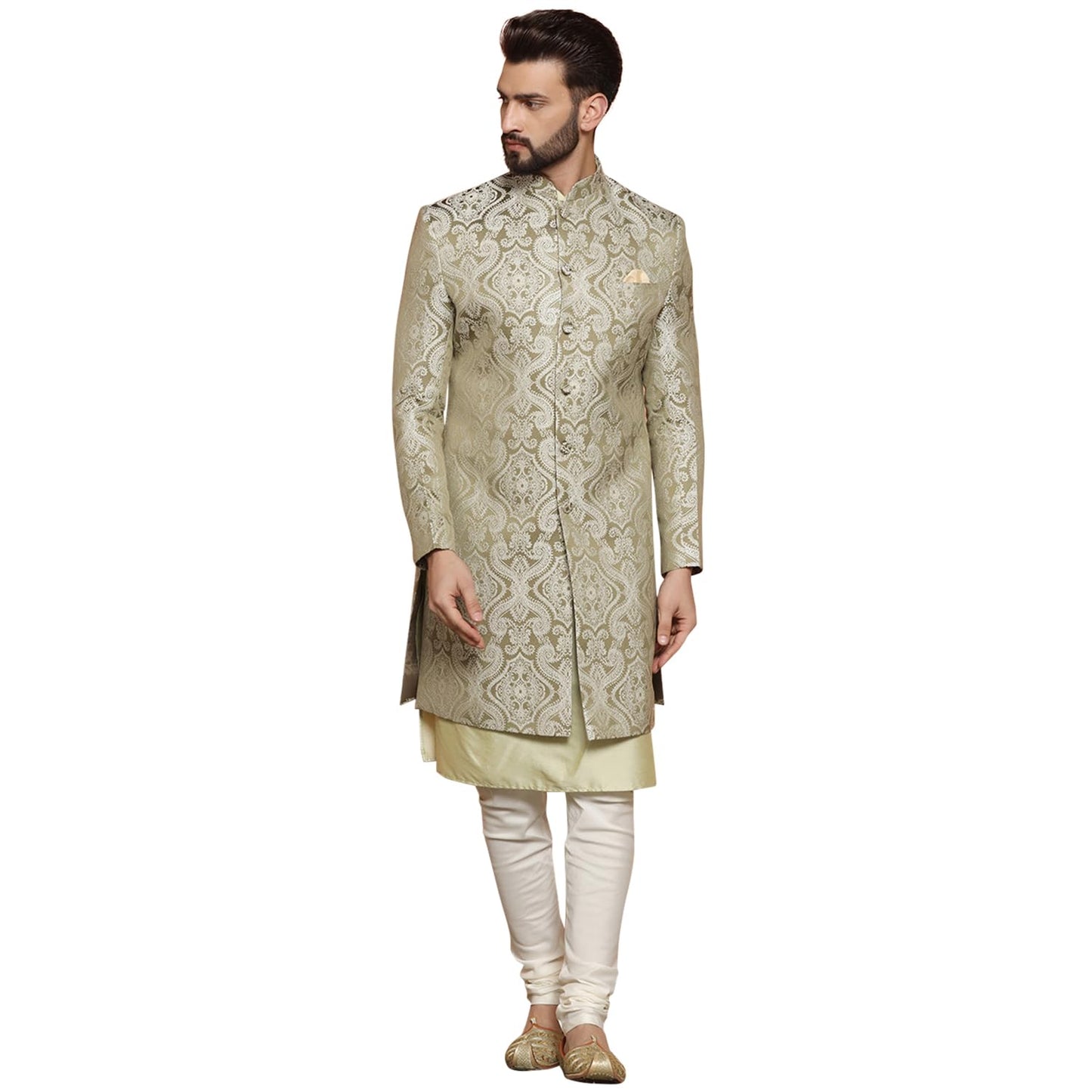 Kisah Sherwani Set For Men  Silk Blend Embroidered Indo Western Sherwani With Kurta And Trouser | Designer Ethnic Outfit For Wed
