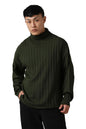 Hubberholme Men Acrylic Knitted Oversized Fit Turtle Neck Full Sleeves Sweaters 2 Olive