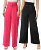 Kotty Pack Of 2 Women Flared Fit Multicolor Viscose Rayon Trousers
