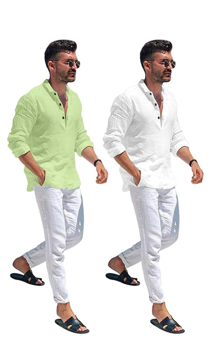 Zartha MenS Regular Fit Solid Pattern Cotton Blend Kurta With Spread Collar Long Sleeve And Standard Length | Shirt For Man