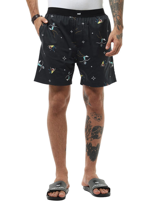 Bewakoof Official Rick and Morty Merchandise Mens All Over Printed Regular Fit Pure Cotton Boxer_634294_Black_XL