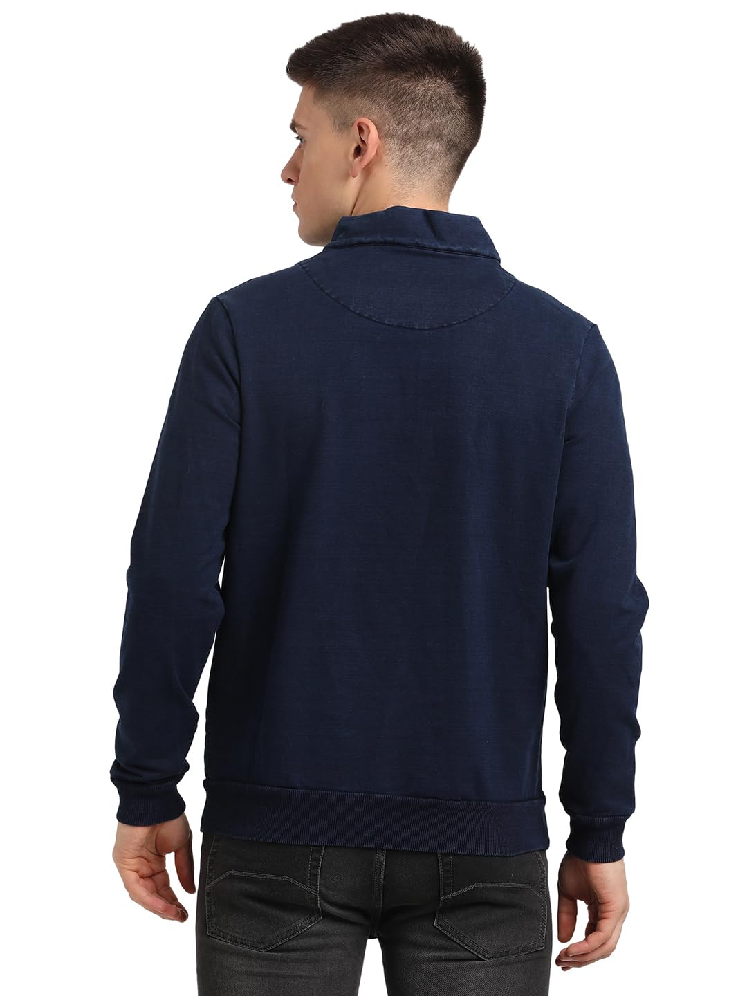 Turtle Men Cotton Tencel Slim Fit Full Sleeve Blue Sweatshirt