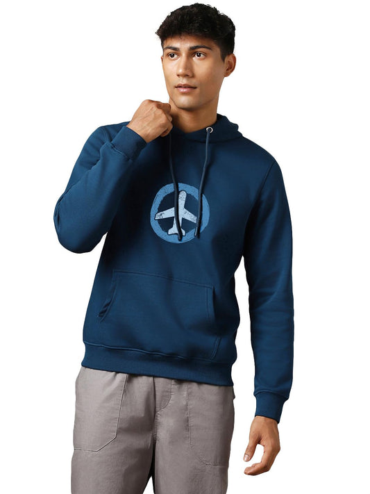 Nobero MenS Cotton Blend Hooded Neck Regular Fit Sweatshirt (1M-Twho-C0218_Navy Blue, X_Large)