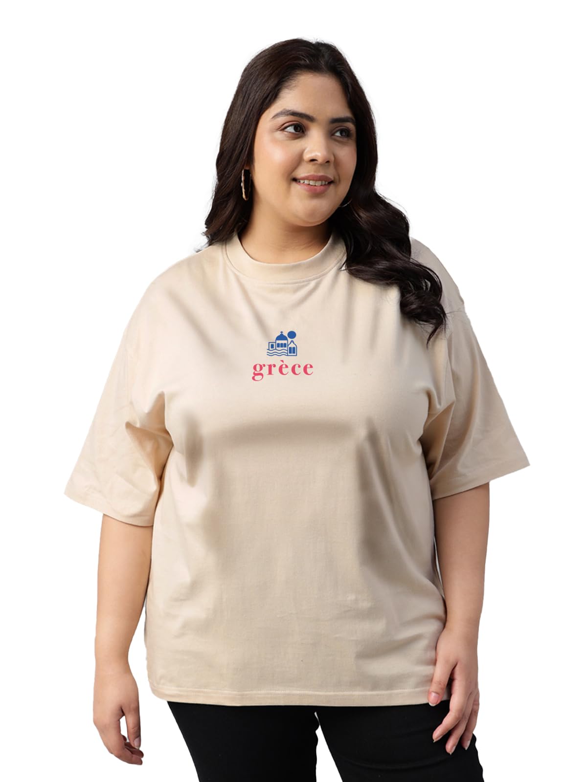 Ps_Jbgrce_Swjuneberry 100% Pure Cotton Oversized Fit Latest & Trendy All Over Prints Half Sleeve Plus Size T-Shirt For Women & G